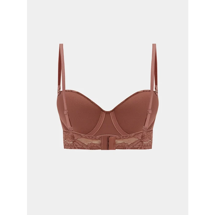 LCW DREAM Kahverengi Balenli Dolgusuz Desenli Straplez Sütyen