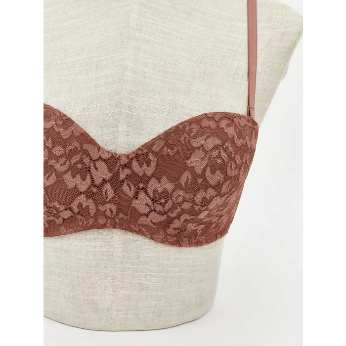 LCW DREAM Kahverengi Balenli Dolgusuz Desenli Straplez Sütyen