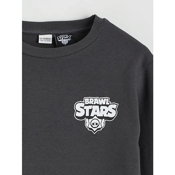 LCW Kids Antrasit Brawl Stars Baskılı Erkek Çocuk Kalın Sweatshirt