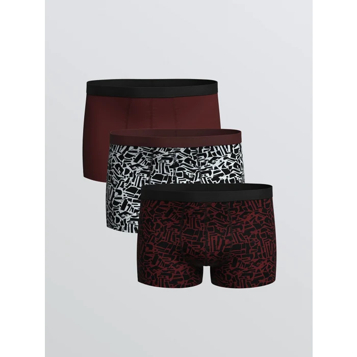 LC WAIKIKI Bordo Standart Kalıp Pamuklu Esnek Erkek Boxer 3lü
