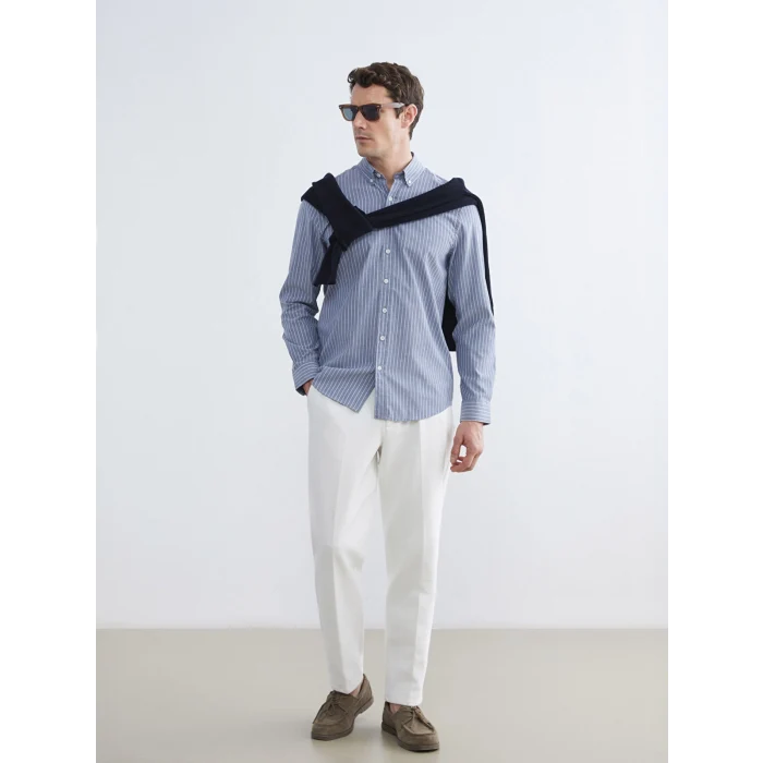 SOUTHBLUE Lacivert Regular Fit Uzun Kollu Çizgili Erkek Gömlek