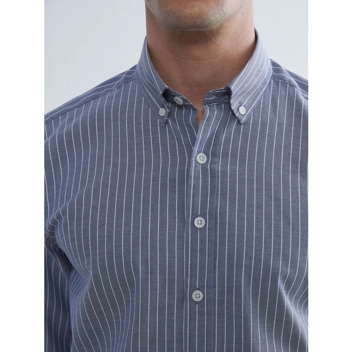 SOUTHBLUE Lacivert Regular Fit Uzun Kollu Çizgili Erkek Gömlek