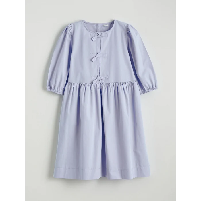 LCW Kids Mavi Fiyonk Detaylı Kız Çocuk Elbise