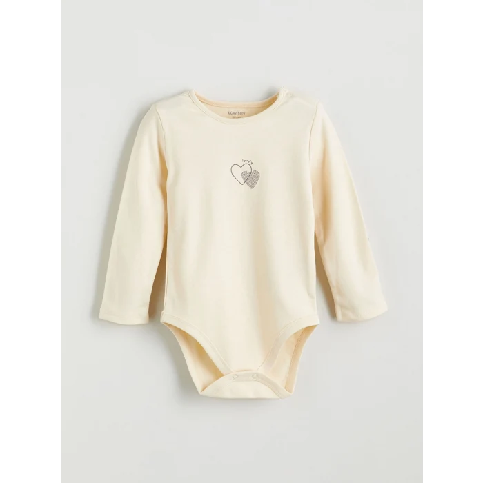 LCW baby Pembe Kalp ve Ayıcık Baskılı Kız Uzun Kollu Kız Bebek Çıtçıtlı Body 2li