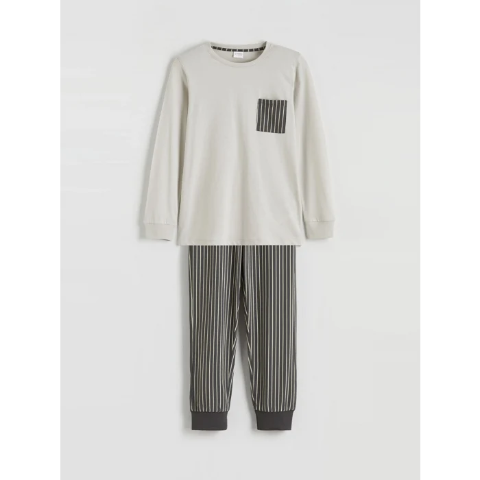 LCW Kids Gri Bisiklet Yaka Erkek Çocuk Pijama Takımı