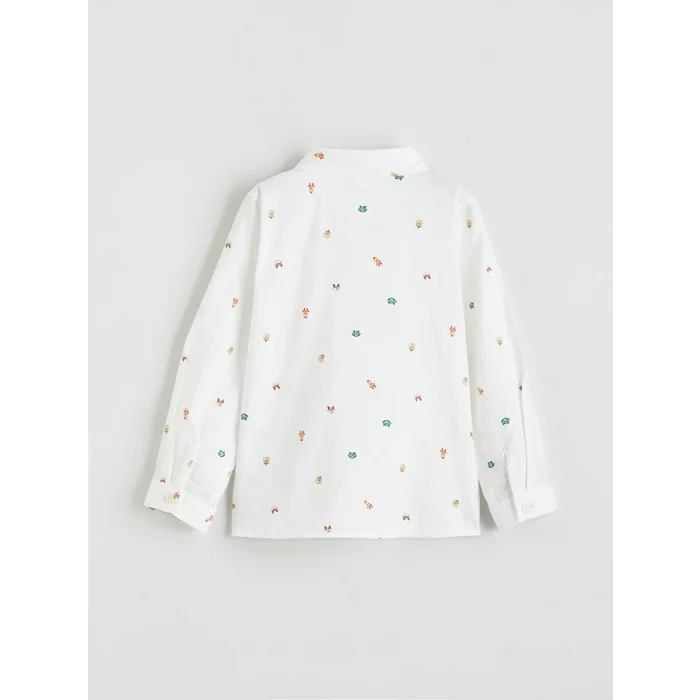 LCW Kids Beyaz Regular Fit Baskılı Erkek Çocuk Gömlek