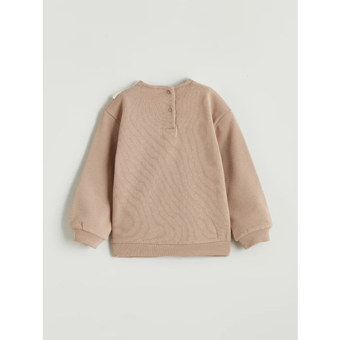 LCW baby Kahverengi Bebe Yakalı Kız Bebek Sweatshirt