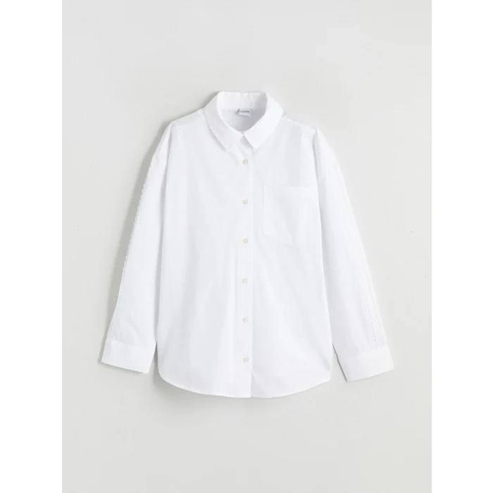 LCW Kids Beyaz Dantel Detaylı Kız Çocuk Gömlek