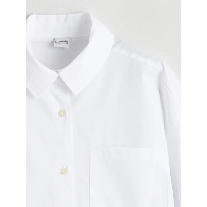 LCW Kids Beyaz Dantel Detaylı Kız Çocuk Gömlek