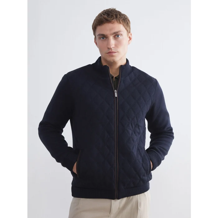 LCWAIKIKI Classic Lacivert Standart Kalıp Dik Yaka Erkek Triko Hırka