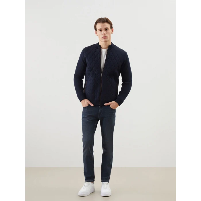 LCWAIKIKI Classic Lacivert Standart Kalıp Dik Yaka Erkek Triko Hırka