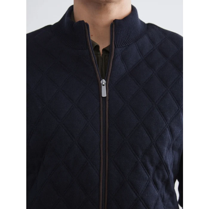 LCWAIKIKI Classic Lacivert Standart Kalıp Dik Yaka Erkek Triko Hırka