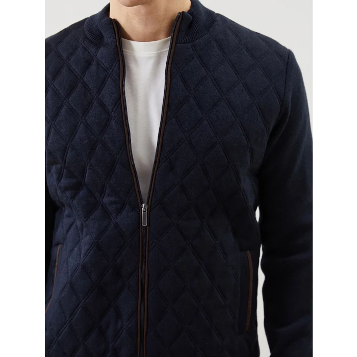 LCWAIKIKI Classic Lacivert Standart Kalıp Dik Yaka Erkek Triko Hırka