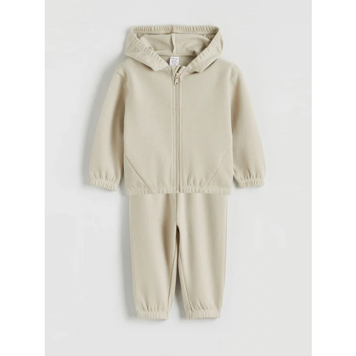 LCW baby Bej Kapüşonlu Erkek Bebek Eşofman Takımı