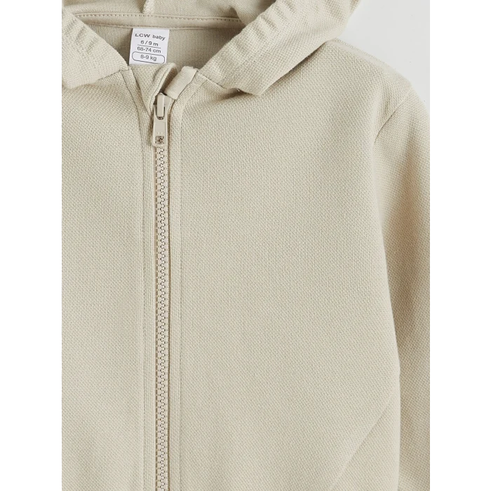 LCW baby Bej Kapüşonlu Erkek Bebek Eşofman Takımı