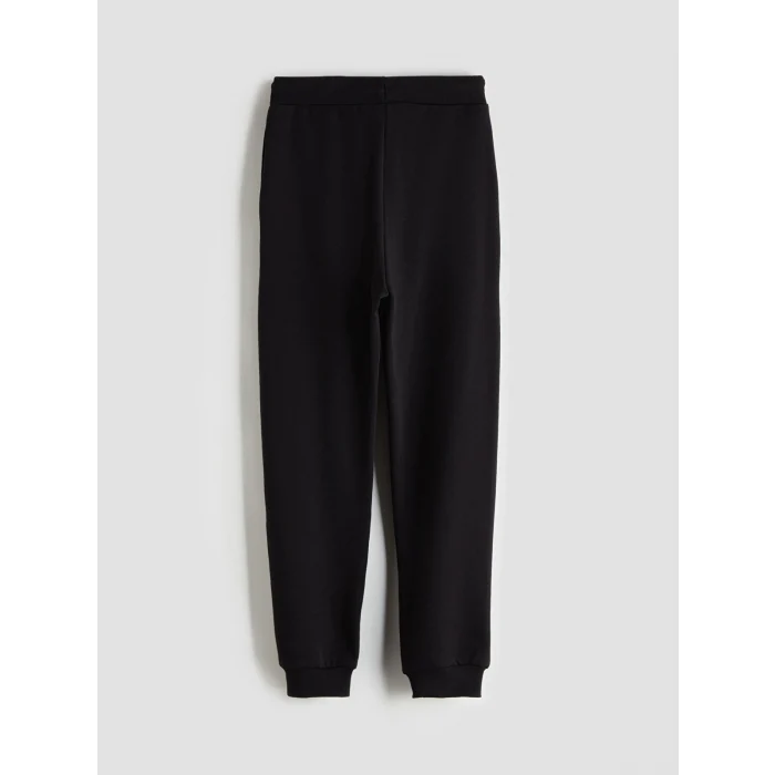 LCW Kids Siyah Beli Lastikli Kız Çocuk Kalın Jogger Eşofman Altı