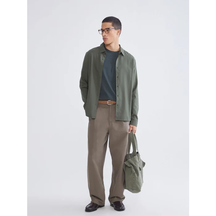 XSIDE Haki Regular Fit Gabardin Erkek Gömlek