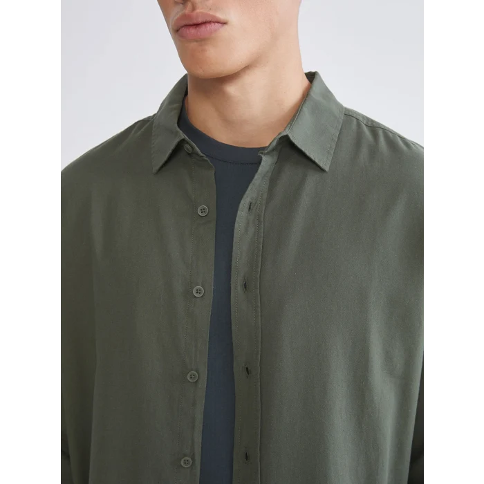 XSIDE Haki Regular Fit Gabardin Erkek Gömlek