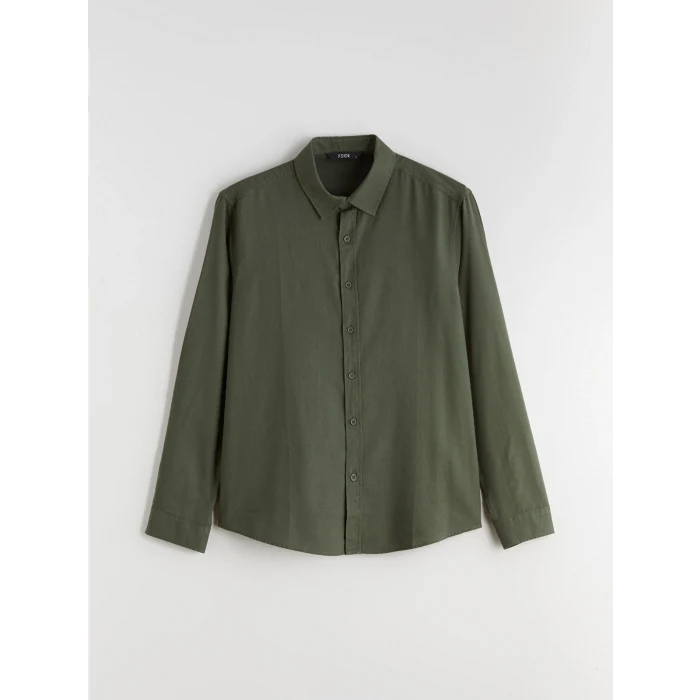 XSIDE Haki Regular Fit Gabardin Erkek Gömlek
