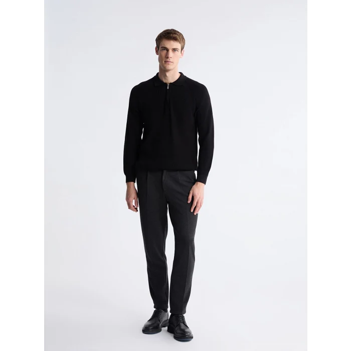 SOUTHBLUE Siyah Polo Yaka Erkek Triko Kazak