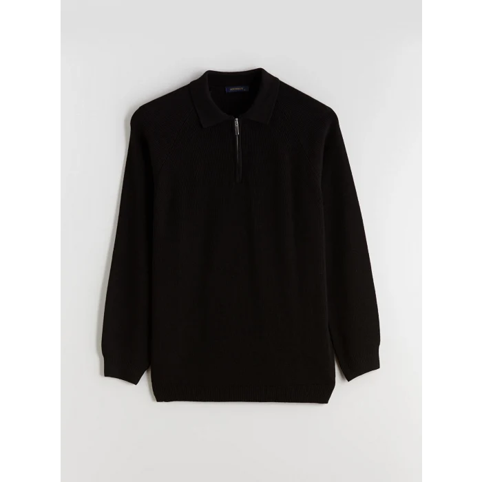 SOUTHBLUE Siyah Polo Yaka Erkek Triko Kazak