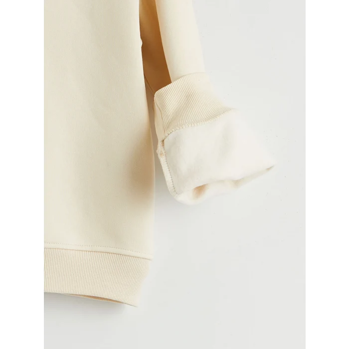 LCW Kids Bej Kapüşonlu Kız Çocuk Kalın Sweatshirt