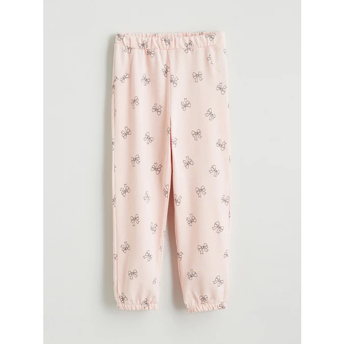 LCW baby Pembe Fiyonk Baskılı Kız Bebek Jogger Eşofman Altı