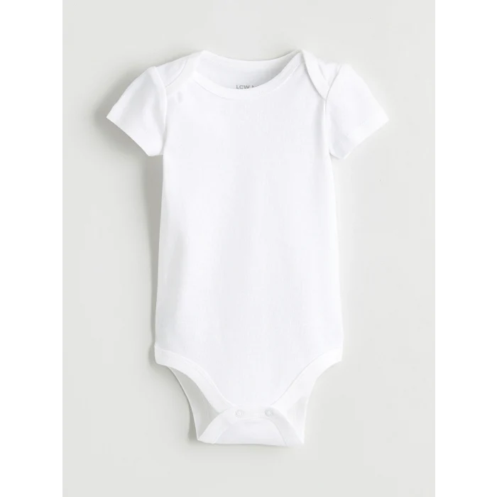 LCW baby Ekru Basic Unisex Bebek Çıtçıtlı Bodysuit