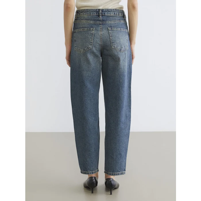 LCW Jeans İndigo Barrel Fit Taşlı Kadın Jean Pantolon