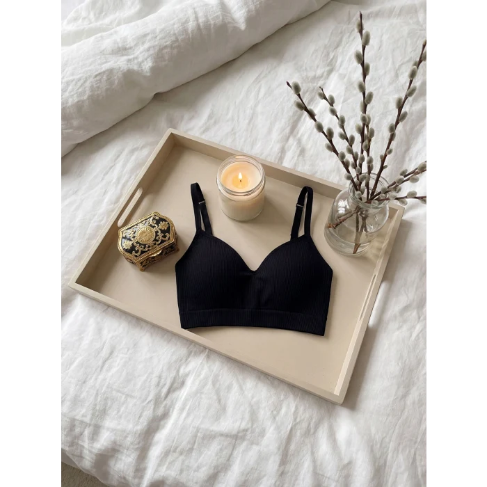 LCW DREAM Siyah Balensiz Dolgusuz Düz Tişört Sütyen