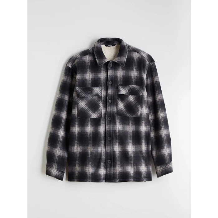 XSIDE Siyah Rahat Kalıp Uzun Kollu Ekose Erkek Gömlek Ceket