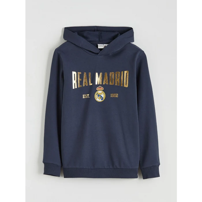 LCW Kids Lacivert Kapüşonlu Real Madrid Baskılı Erkek Çocuk Eşofman Takım