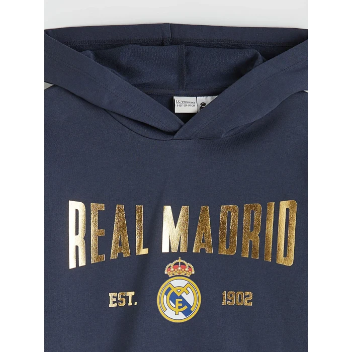 LCW Kids Lacivert Kapüşonlu Real Madrid Baskılı Erkek Çocuk Eşofman Takım