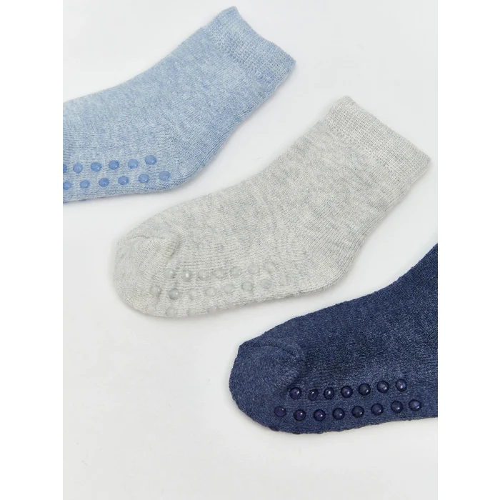 LCW baby Mavi Basic Erkek Bebek Havlu Soket Çorap 3lü