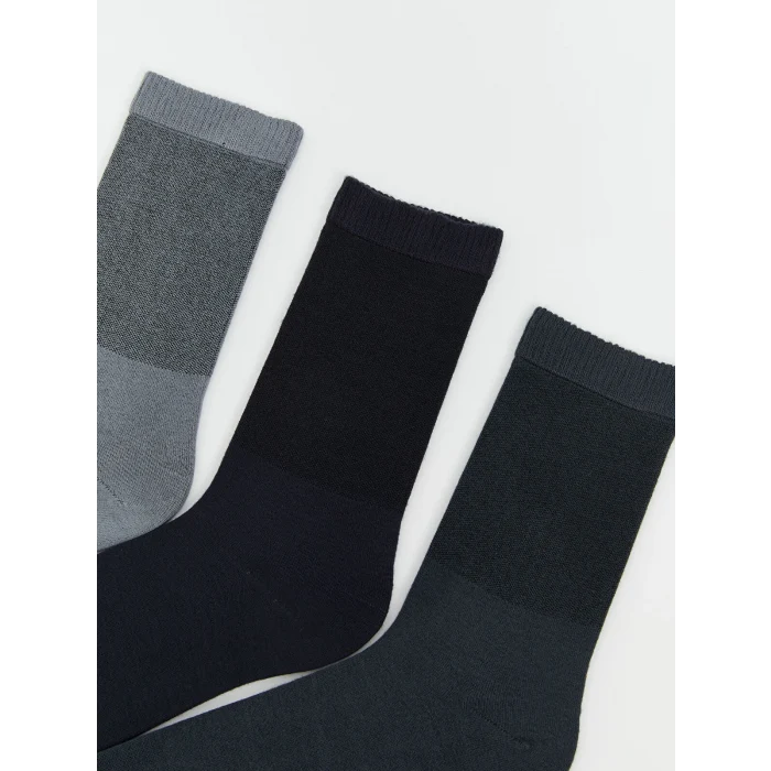 LCW ACCESSORIES Karışık Rahat Lastikli Dikişsiz Bambu Erkek Çorap 3lü