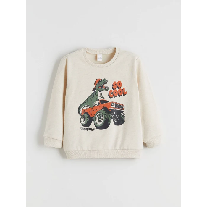 LCW Kids Beyaz Baskılı Erkek Çocuk Sweatshirt