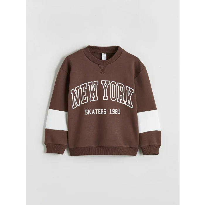 LCW Kids Kahverengi Baskılı Erkek Çocuk Sweatshirt ve Eşofman Altı