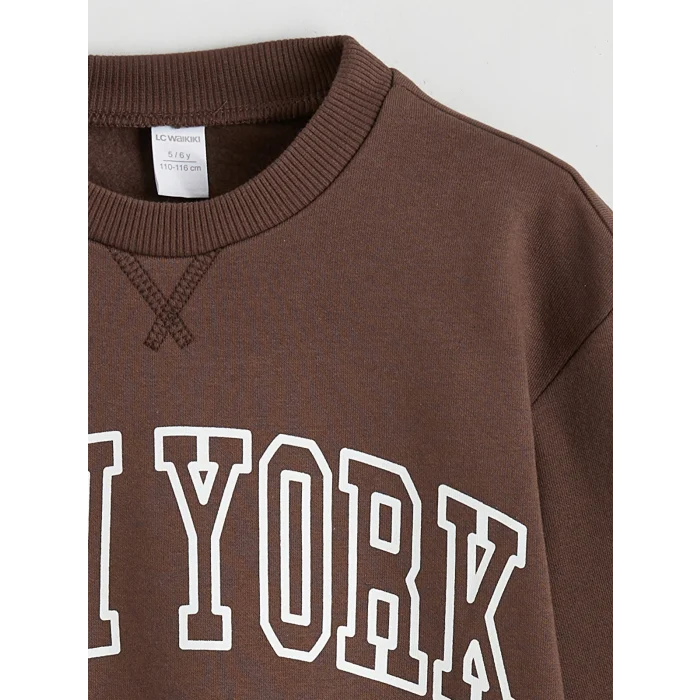 LCW Kids Kahverengi Baskılı Erkek Çocuk Sweatshirt ve Eşofman Altı