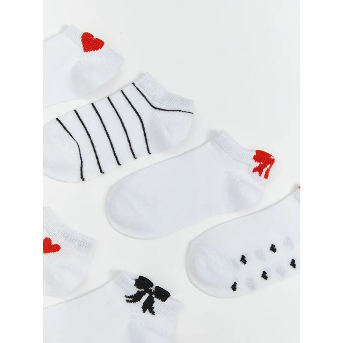 LCW Kids Beyaz Desenli Kız Çocuk Patik Çorap 7li