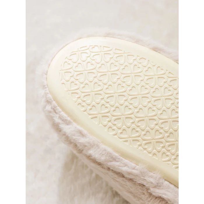 LCW STEPS Ekru Hayvan Figürlü Pelüş Kadın Ev Terliği