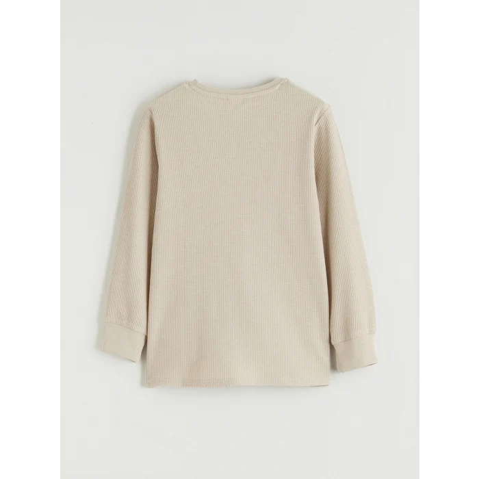 LCW Kids Bej Bisiklet Yaka Baskılı Erkek Çocuk Pijama Takım