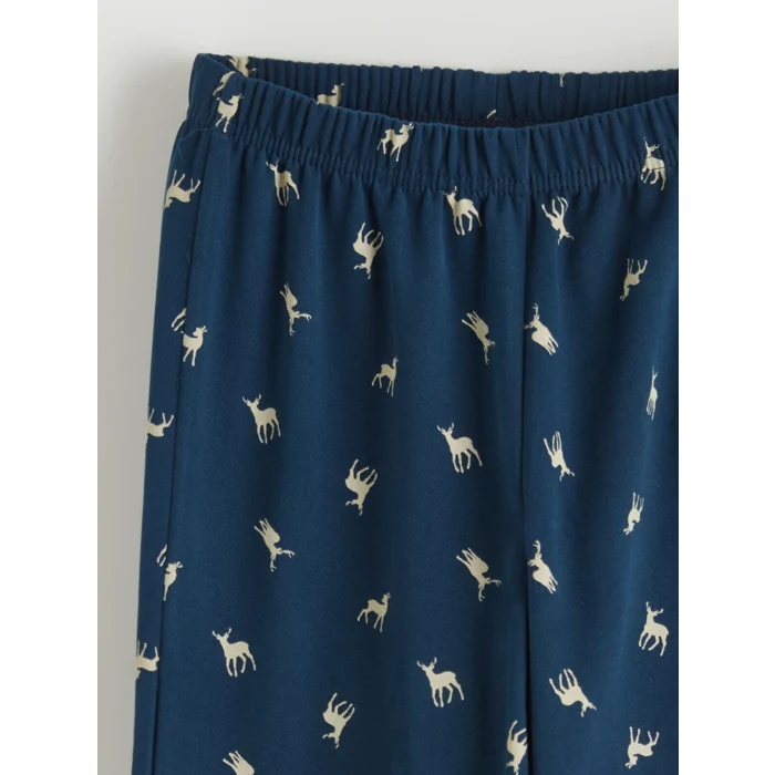 LCW Kids Bej Bisiklet Yaka Baskılı Erkek Çocuk Pijama Takım