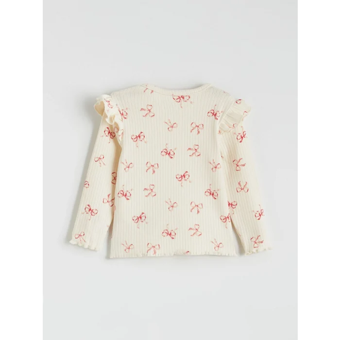 LCW baby Ekru Bisiklet Yaka Baskılı Kız Bebek Bluz 3lü