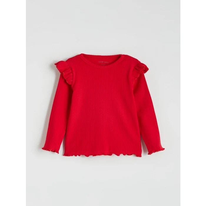 LCW baby Ekru Bisiklet Yaka Baskılı Kız Bebek Bluz 3lü