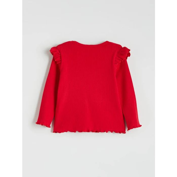 LCW baby Ekru Bisiklet Yaka Baskılı Kız Bebek Bluz 3lü