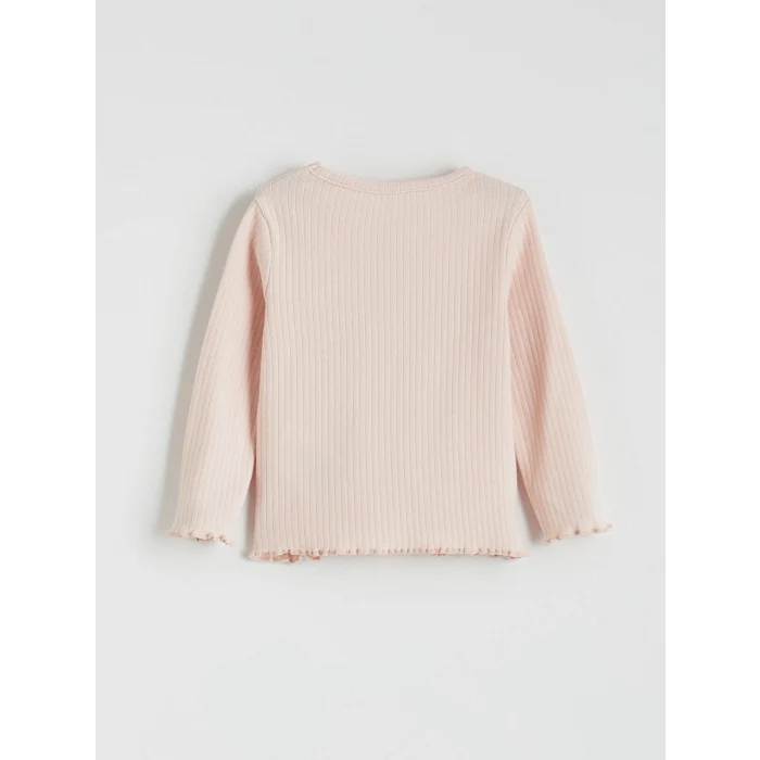 LCW baby Ekru Bisiklet Yaka Baskılı Kız Bebek Bluz 3lü