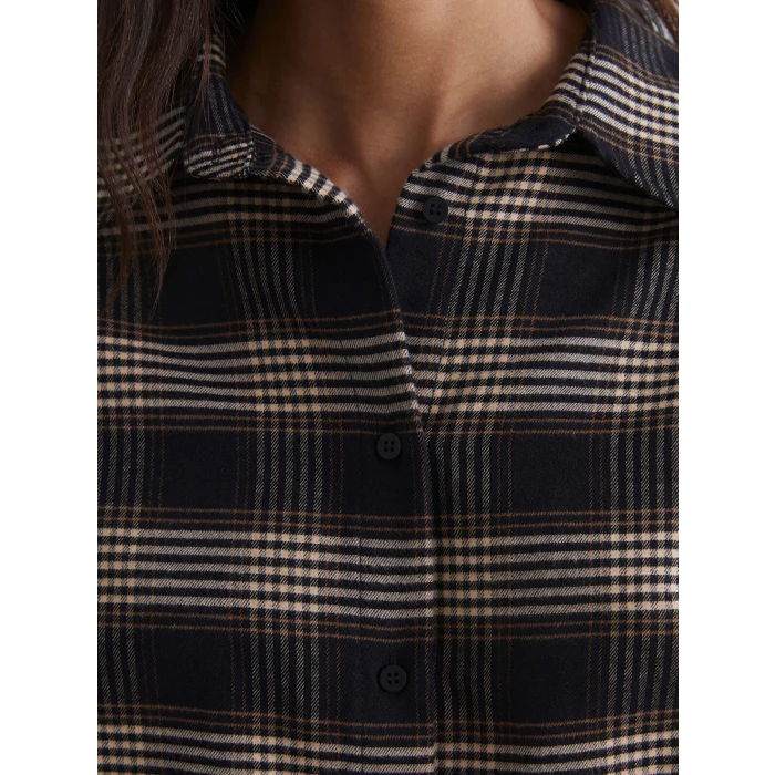 LCW Vision Siyah Ekose Oversize Kadın Gömlek