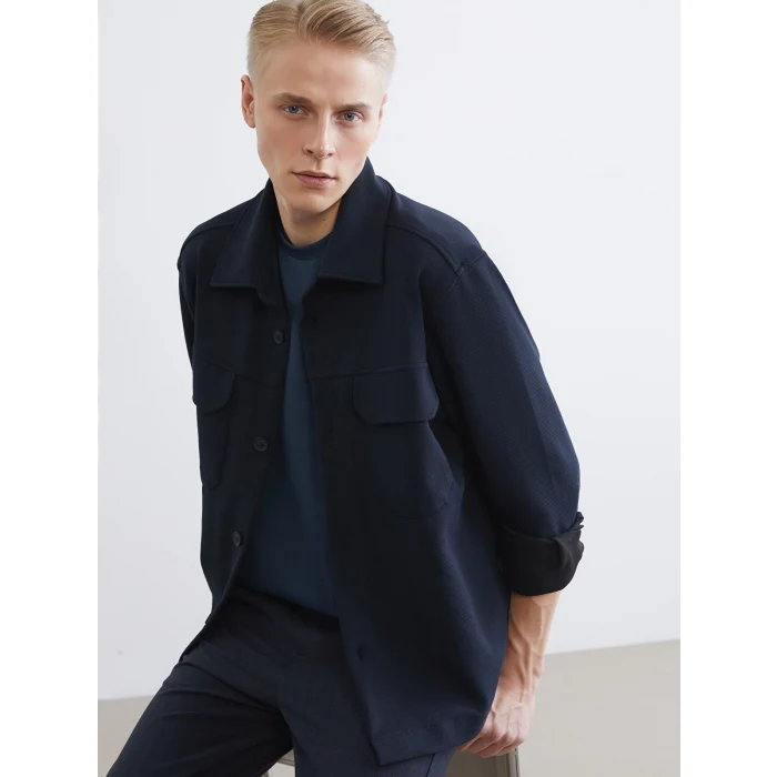 LCW Vision Lacivert Rahat Kalıp Erkek Gömlek Ceket