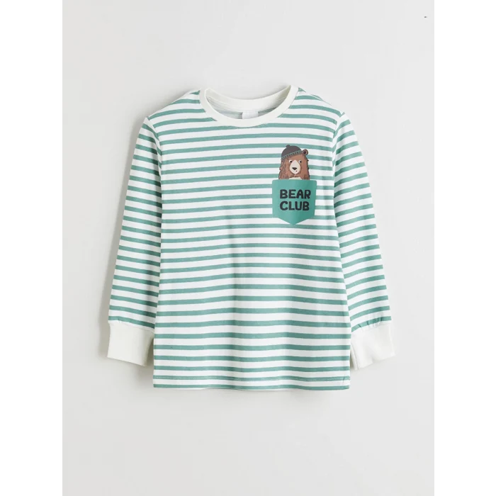 LCW Kids Ekru Bisiklet Yaka Erkek Çocuk Pijama Takımı