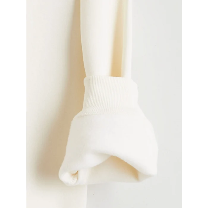 LCW Kids Ekru Bisiklet Yaka Kız Çocuk Kalın Sweatshirt